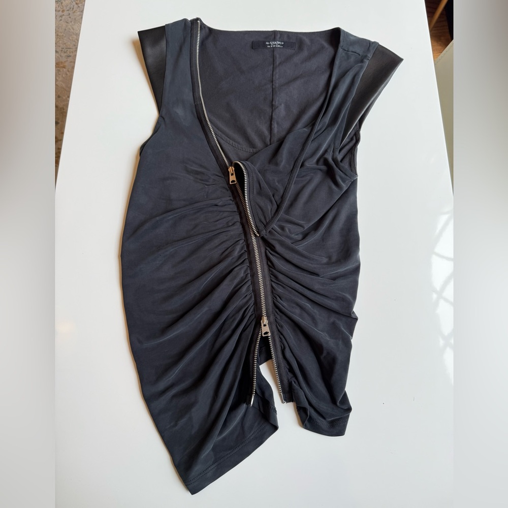 All Saints Black Bodycon Top V-Neck Sleeveless